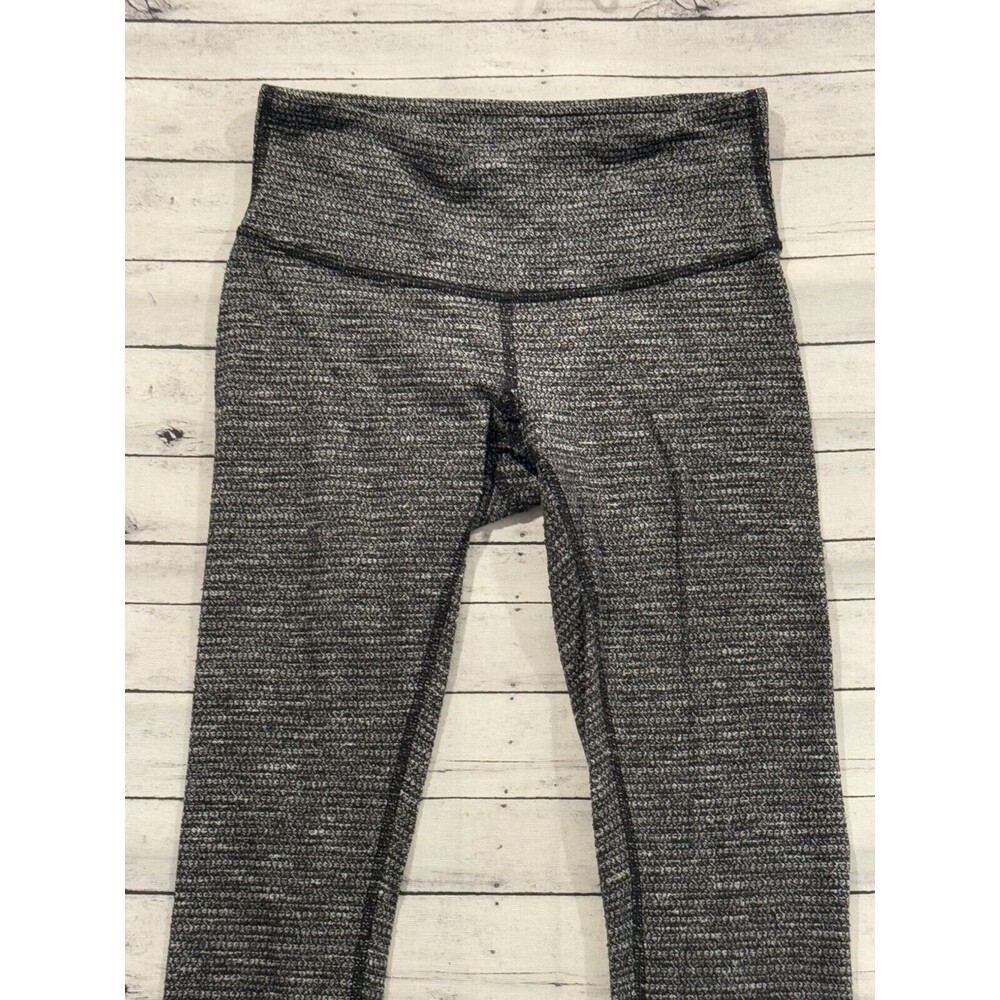 LULULEMON Womens Woven Leggings Sz 4 Black Gray High Waist Gym Yoga Workout - Picture 4 of 16